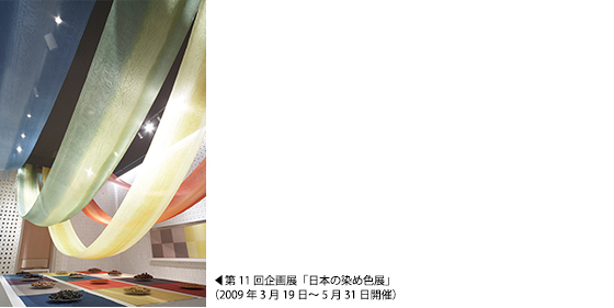 1階の企画展示室。写真は、昨年開催された第24回企画展「和菓子の掛け紙・包装紙展」。全国銘菓加盟店の協力を得て、すばらしい意匠の掛け紙や包装材が一堂に集まり、大きな反響を呼んだ。　2階の常設展示場。一角に初代・長蔵の部屋を再現したコーナーなども。
